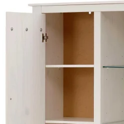Wohnen Vitrinen<75x170x35 cm Landhaus Schrank in Weiß - Manduza