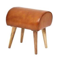 Wohnen Hocker<45x53x40 cm Leder Hocker mit Holzbeinen - Brian