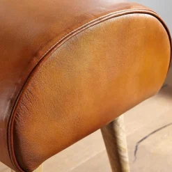 Wohnen Hocker<45x53x40 cm Leder Hocker mit Holzbeinen - Brian