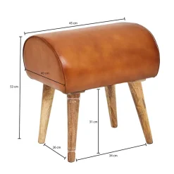 Wohnen Hocker<45x53x40 cm Leder Hocker mit Holzbeinen - Brian