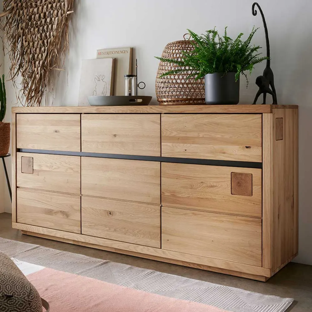 Wohnen Sideboards<175x85x45 cm Massivholz Sideboard auf Sockel - Embleys