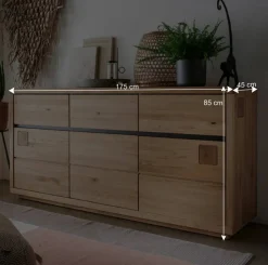Wohnen Sideboards<175x85x45 cm Massivholz Sideboard auf Sockel - Embleys
