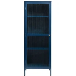 Wohnen Vitrinen<58x160x40 cm Metall Vitrine in Blau - Liseola