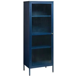 Wohnen Vitrinen<58x160x40 cm Metall Vitrine in Blau - Liseola
