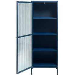 Wohnen Vitrinen<58x160x40 cm Metall Vitrine in Blau - Liseola