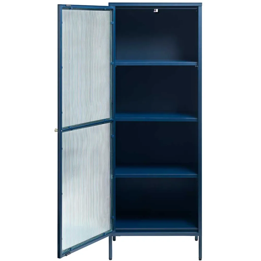 Wohnen Vitrinen<58x160x40 cm Metall Vitrine in Blau - Liseola