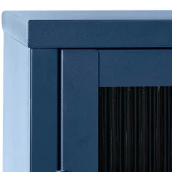 Wohnen Vitrinen<58x160x40 cm Metall Vitrine in Blau - Liseola