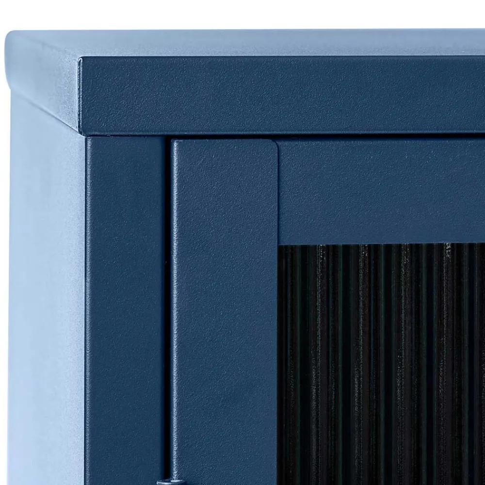 Wohnen Vitrinen<58x160x40 cm Metall Vitrine in Blau - Liseola