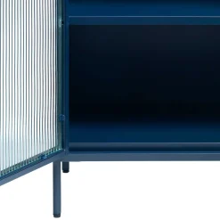 Wohnen Vitrinen<58x160x40 cm Metall Vitrine in Blau - Liseola