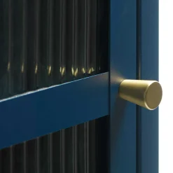 Wohnen Vitrinen<58x160x40 cm Metall Vitrine in Blau - Liseola
