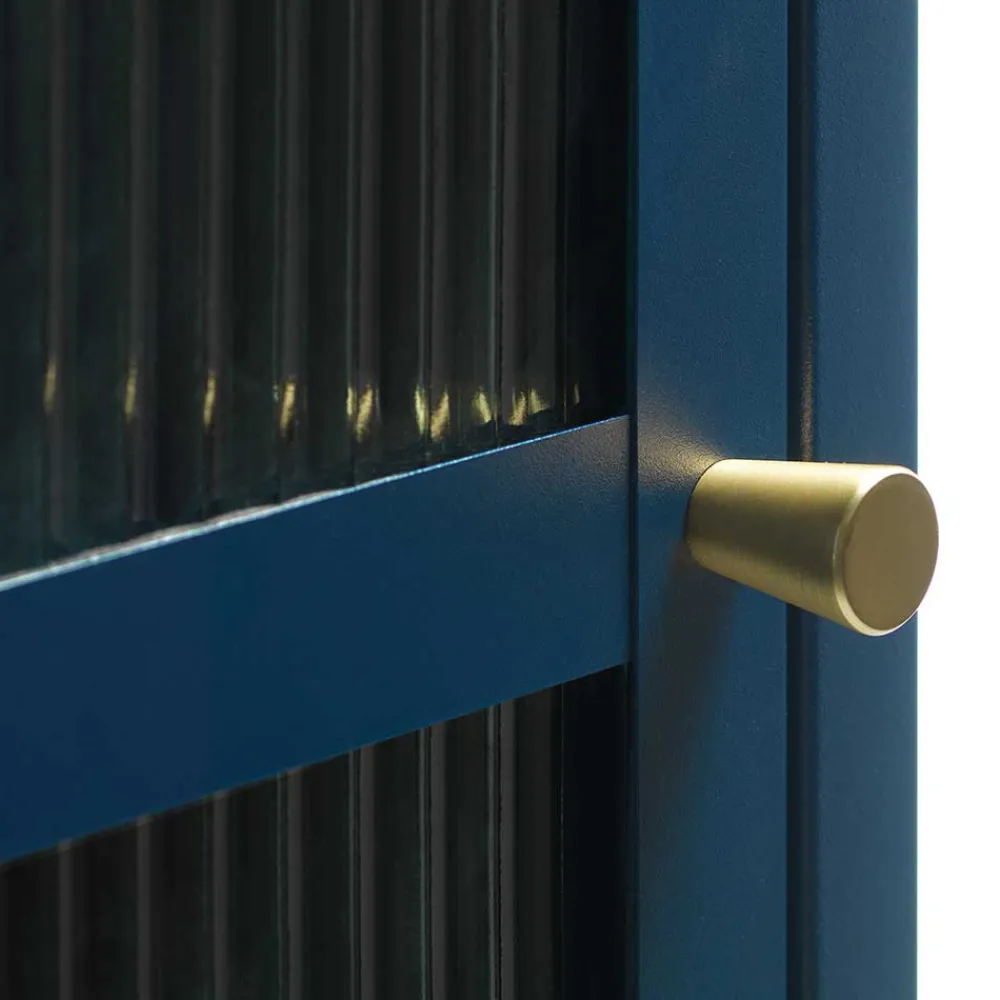Wohnen Vitrinen<58x160x40 cm Metall Vitrine in Blau - Liseola