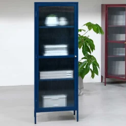 Wohnen Vitrinen<58x160x40 cm Metall Vitrine in Blau - Liseola