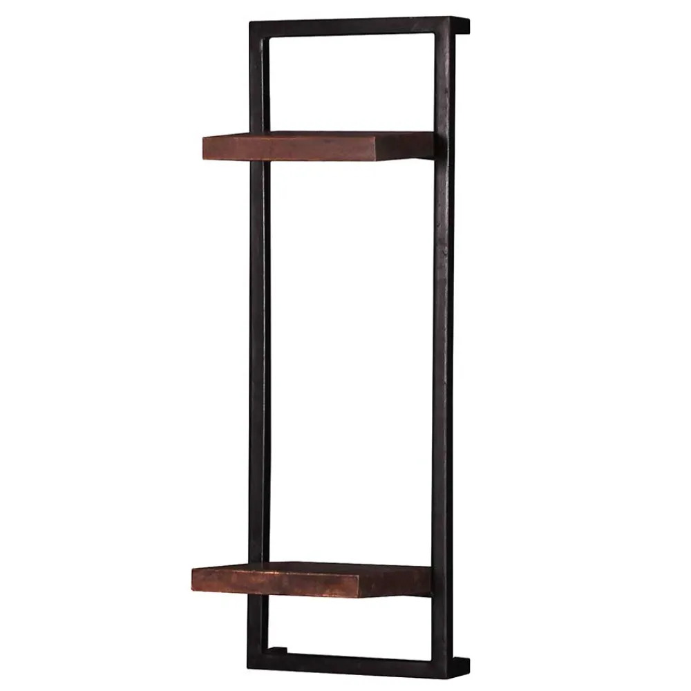 Wohnen Regale<30x80x11 cm Metall Wandregal mit zwei Ablagen - Solapura