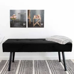 Wohnen Sitzbank<100x44x35 cm Polsterbank in Samt Schwarz - Minael
