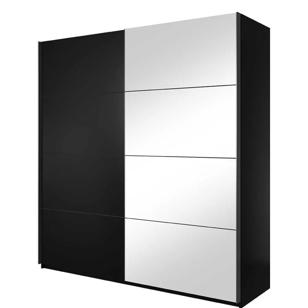 Wohnen Kleiderschränke<200x210x61 cm Schwarzer Kleiderschrank mit Schiebetüren - Dinamaro