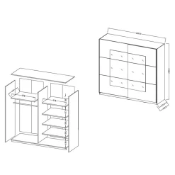 Wohnen Kleiderschränke<200x210x61 cm Schwarzer Kleiderschrank mit Schiebetüren - Dinamaro