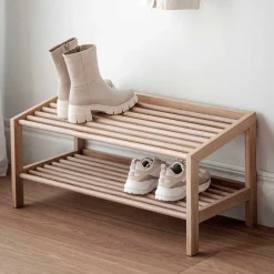Wohnen Regale<80x40x37 cm Skandi Schuhregal mit zwei Ablagen - Pluta