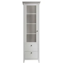Wohnen Vitrinen<58x200x40 cm Skandi Vitrine in Weiß lackiert - Astinion