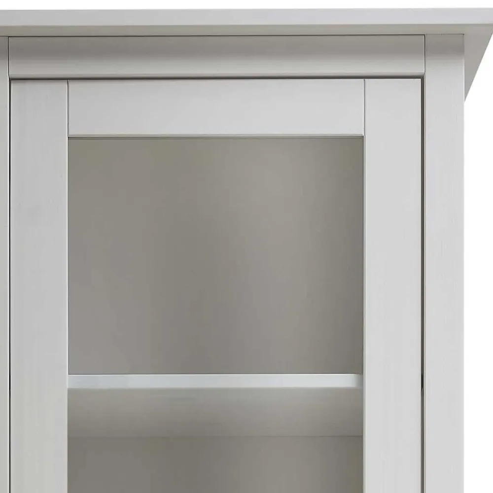 Wohnen Vitrinen<58x200x40 cm Skandi Vitrine in Weiß lackiert - Astinion