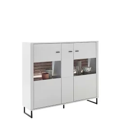 Wohnen Highboards|Kommoden<159x136x37 cm 3-türige Kommode mit Glaseinsätzen - Varzino