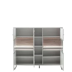 Wohnen Highboards|Kommoden<159x136x37 cm 3-türige Kommode mit Glaseinsätzen - Varzino