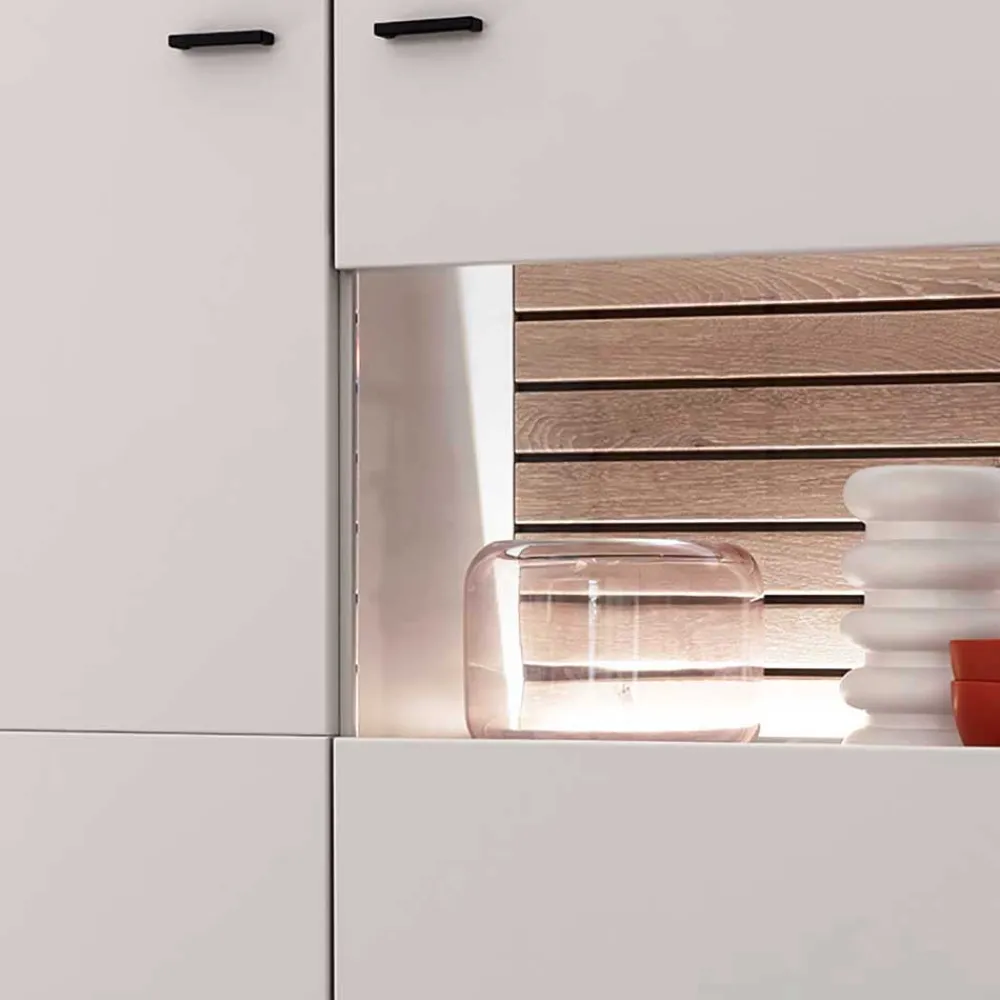 Wohnen Highboards|Kommoden<159x136x37 cm 3-türige Kommode mit Glaseinsätzen - Varzino