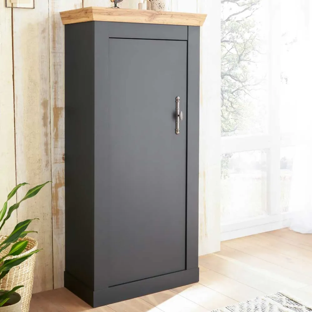 Wohnen Vitrinen<72x146x38 cm 1-türiger Landhausschrank modern - Lionel