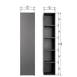 Wohnen Vitrinen|Schränke<44x188x35 cm 1-türiger Schrank in Schwarz lackiert - Riley
