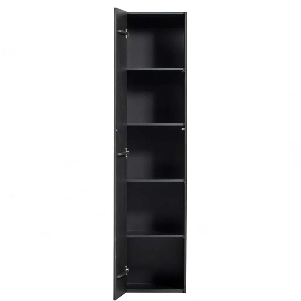 Wohnen Vitrinen|Schränke<44x188x35 cm 1-türiger Schrank in Schwarz lackiert - Riley