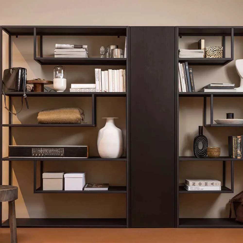 Wohnen Vitrinen|Schränke<44x188x35 cm 1-türiger Schrank in Schwarz lackiert - Riley