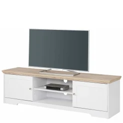 Wohnen Tv & Hifi-Möbel|Lowboards<160x45x40 cm TV Schrank in Weiß & Eichefarben - Akedra
