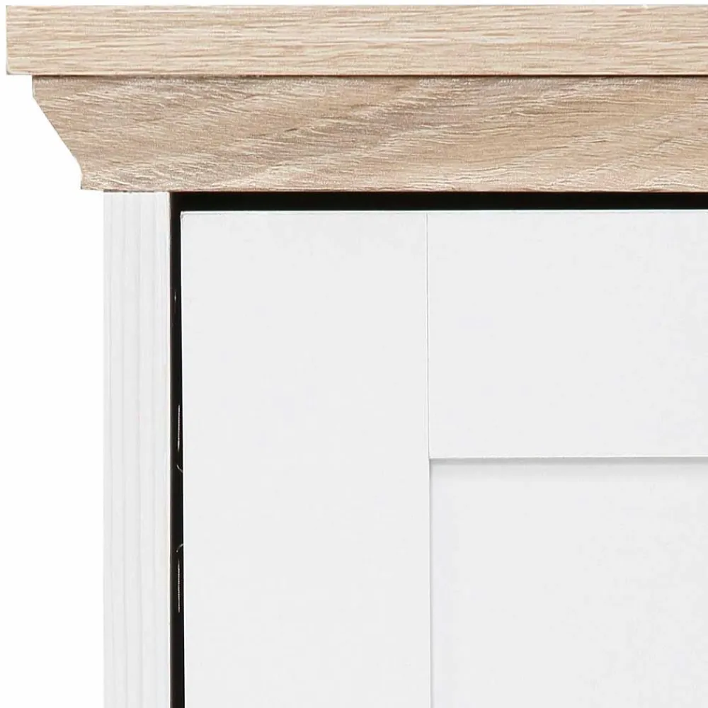 Wohnen Tv & Hifi-Möbel|Lowboards<160x45x40 cm TV Schrank in Weiß & Eichefarben - Akedra