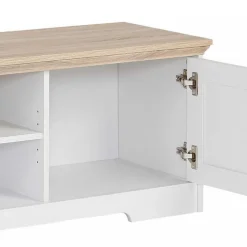 Wohnen Tv & Hifi-Möbel|Lowboards<160x45x40 cm TV Schrank in Weiß & Eichefarben - Akedra