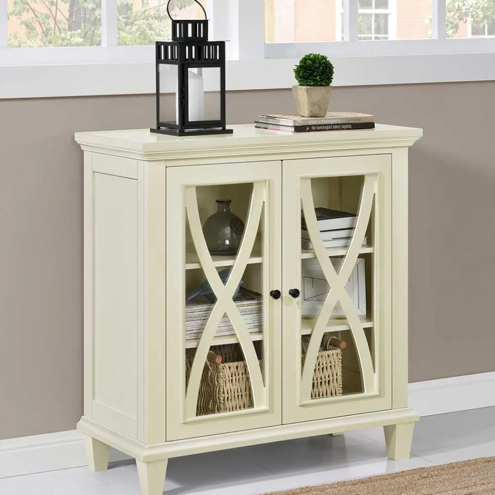 Wohnen Vitrinen<80x87x38 cm Vintage Vitrine in Cremeweiß - Arvid