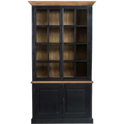 Wohnen Vitrinen<130x230x47 cm Vintage Vitrine Schrank in Schwarz - Niovan