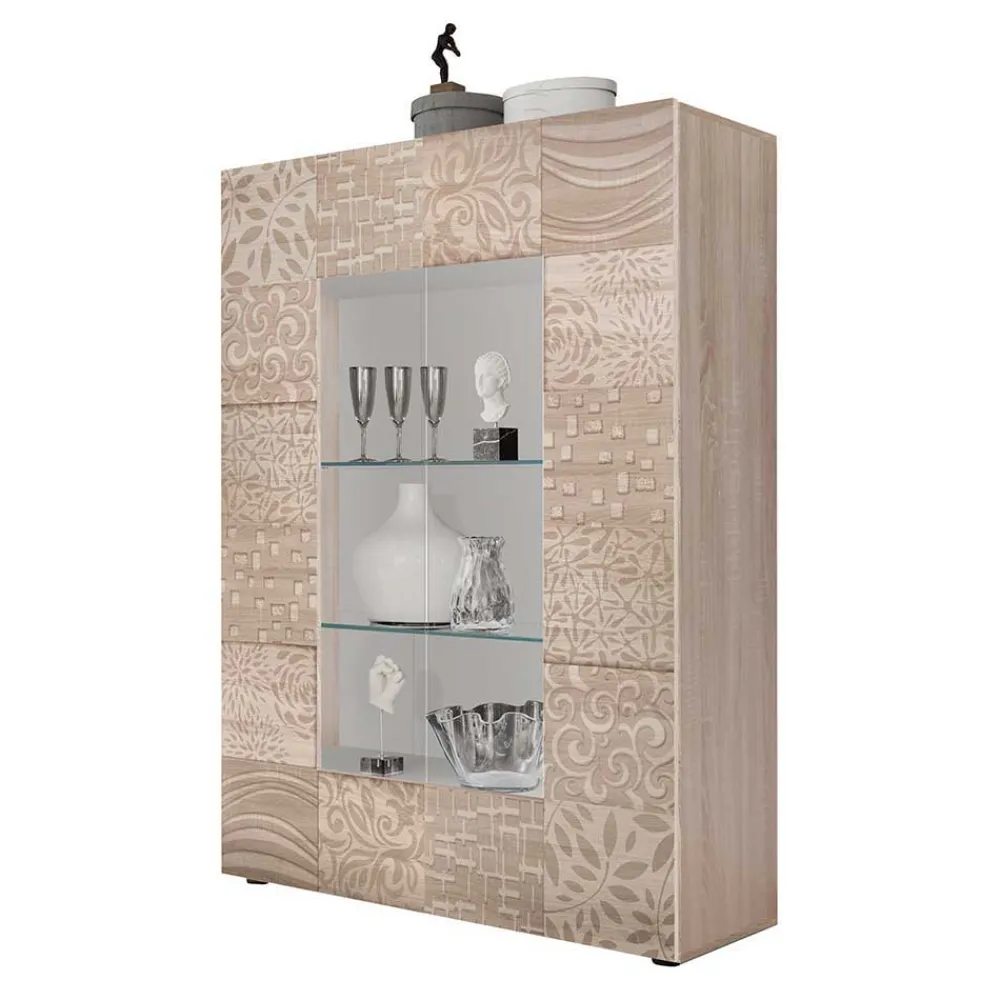 Wohnen Vitrinen<121x166x42 cm Vitrine mit Muster Print Front - Bielvas