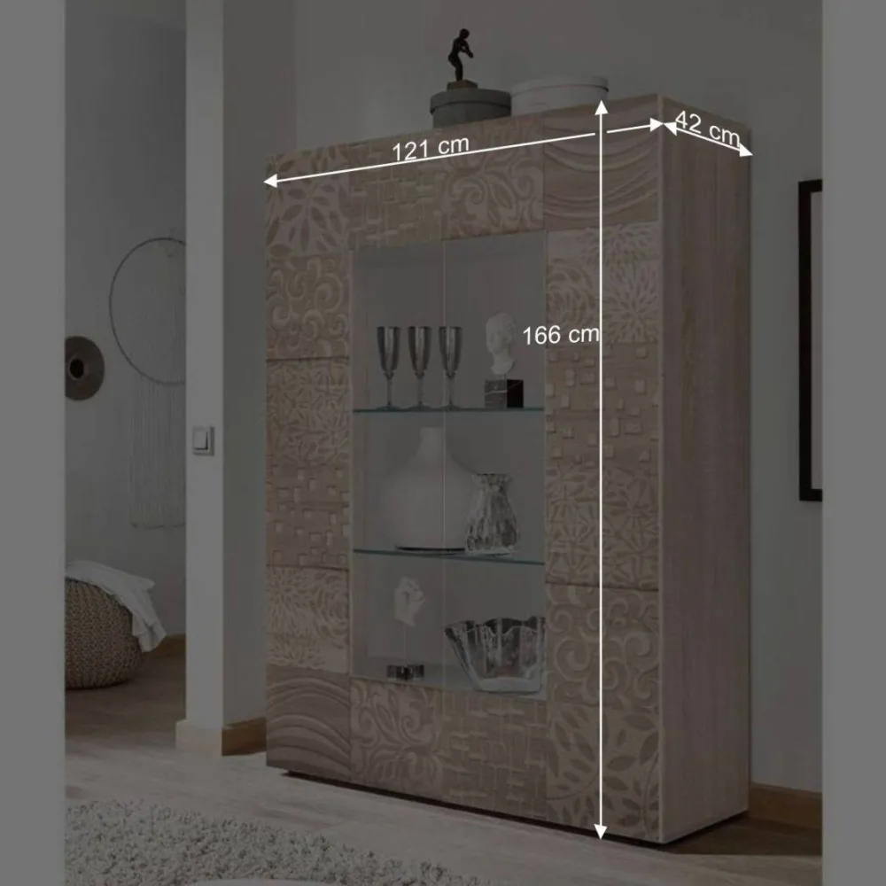 Wohnen Vitrinen<121x166x42 cm Vitrine mit Muster Print Front - Bielvas