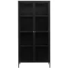 Wohnen Vitrinen<90x190x40 cm Vitrinenschrank aus schwarzem Metall - Gulliver