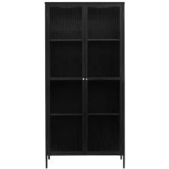Wohnen Vitrinen<90x190x40 cm Vitrinenschrank aus schwarzem Metall - Gulliver