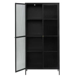 Wohnen Vitrinen<90x190x40 cm Vitrinenschrank aus schwarzem Metall - Gulliver