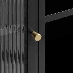 Wohnen Vitrinen<90x190x40 cm Vitrinenschrank aus schwarzem Metall - Gulliver