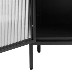 Wohnen Vitrinen<90x190x40 cm Vitrinenschrank aus schwarzem Metall - Gulliver