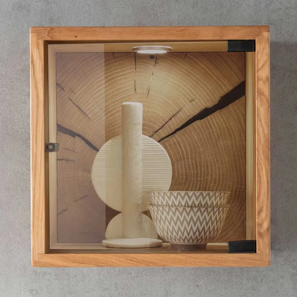 Wohnen Vitrinen<34x34x20 cm Wandvitrine in Wildeiche - Acapella