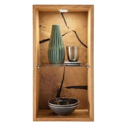 Wohnen Regale<34x64x20 cm Wildeiche Regal mit Glasboden - Acapella