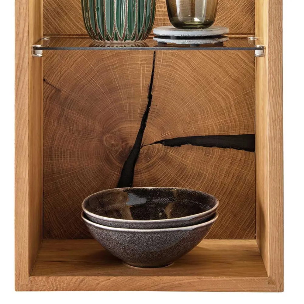 Wohnen Regale<34x64x20 cm Wildeiche Regal mit Glasboden - Acapella
