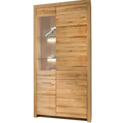Wohnen Vitrinen<102x204x40 cm Wohnzimmer Holzschrank aus Wildeiche - Loitons