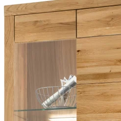 Wohnen Vitrinen<102x204x40 cm Wohnzimmer Holzschrank aus Wildeiche - Loitons