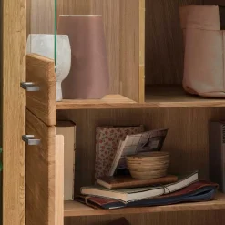 Wohnen Vitrinen<102x204x40 cm Wohnzimmer Holzschrank aus Wildeiche - Loitons