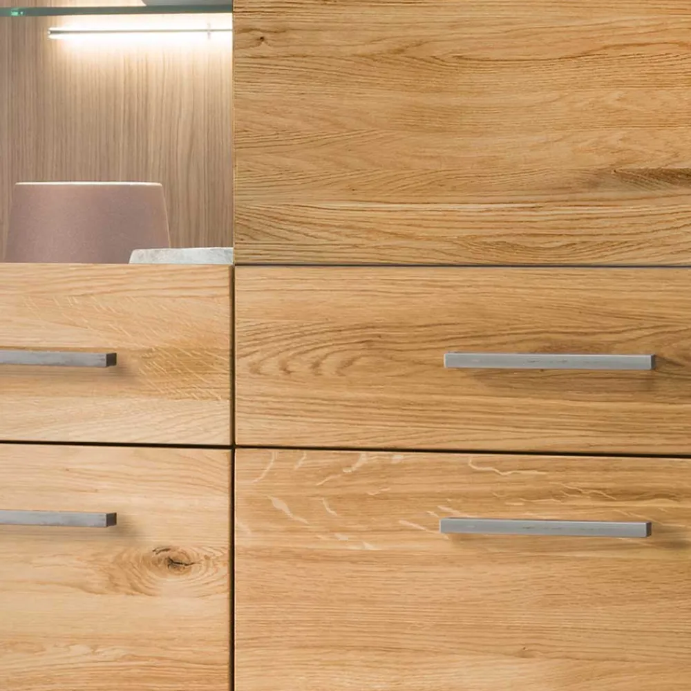 Wohnen Vitrinen<102x204x40 cm Wohnzimmer Holzschrank aus Wildeiche - Loitons