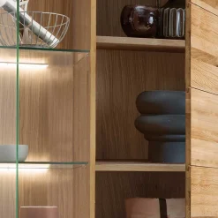 Wohnen Vitrinen<102x204x40 cm Wohnzimmer Holzschrank aus Wildeiche - Loitons